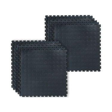 PREMIUM PVC FLOOR TILE (ROUND COIN) - JET BLACK 50x50cm 7MM - Pack of 10 (2.5sqm)