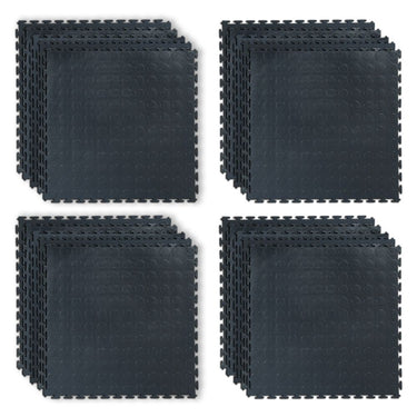 PREMIUM PVC FLOOR TILE (ROUND COIN) - JET BLACK 50x50cm 7MM - Pack of 20 (5sqm)