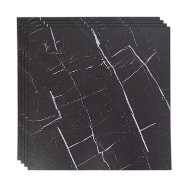 SELF ADHESIVE LUXURY VINYL FLOOR TILES - BLACK MARBLE - 45.7x45.7CM (PACK OF 24 - 5 SQM)