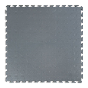 PREMIUM PVC FLOOR TILE (ROUND COIN) - SLATE GREY 50x50cm 7MM - Pack of 20 (5sqm)