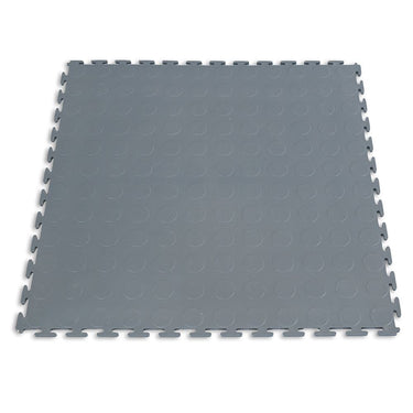 PREMIUM PVC FLOOR TILE (ROUND COIN) - SLATE GREY 50x50cm 7MM - Pack of 20 (5sqm)